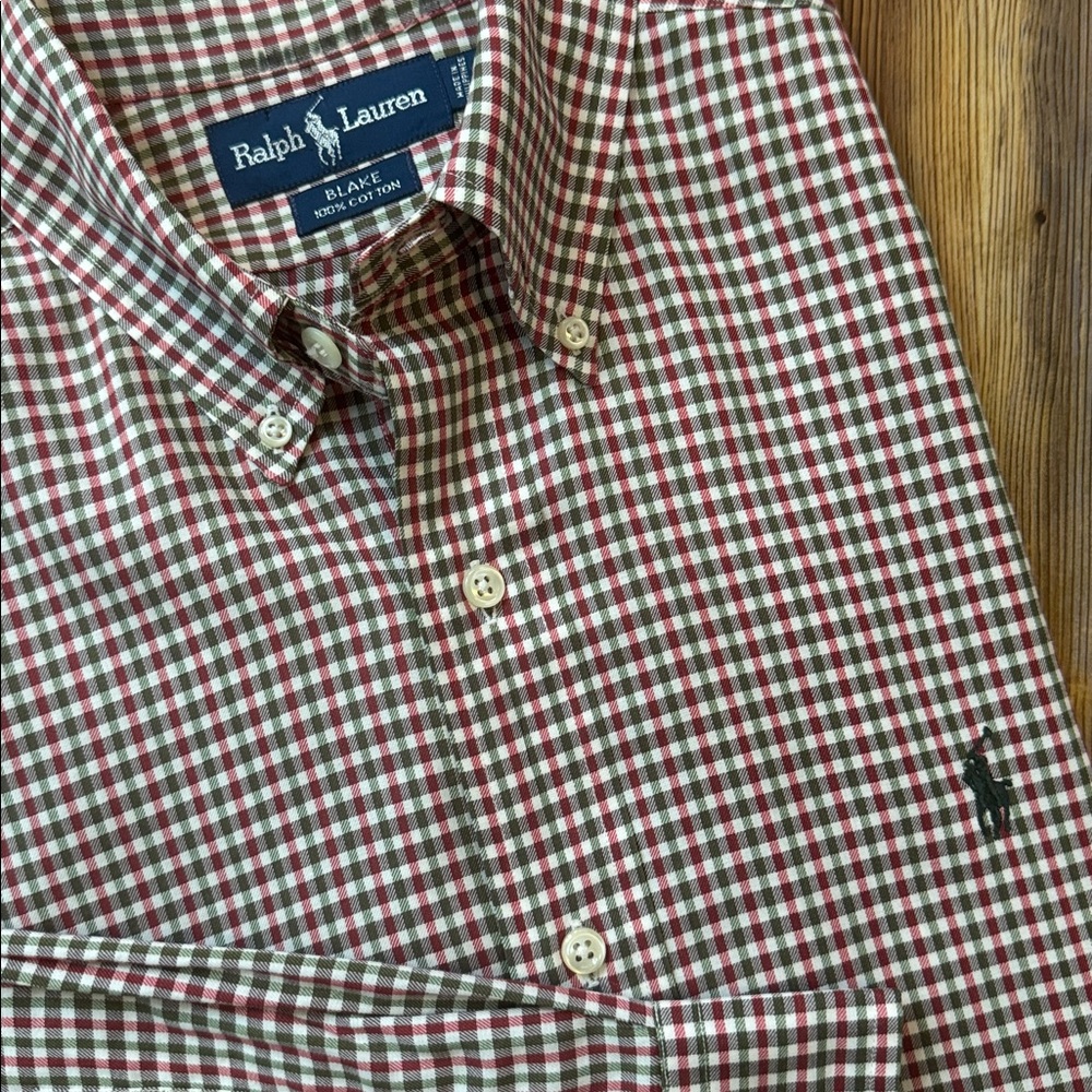 Ralph Lauren Blake Plaid Button Down Shirt Medium 100% Cotton